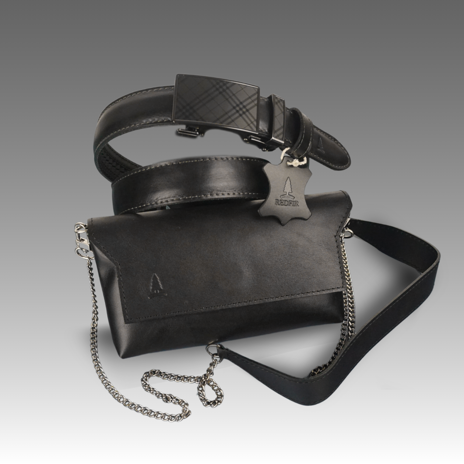 Moderan crni set za žene Noir - remen i torbica