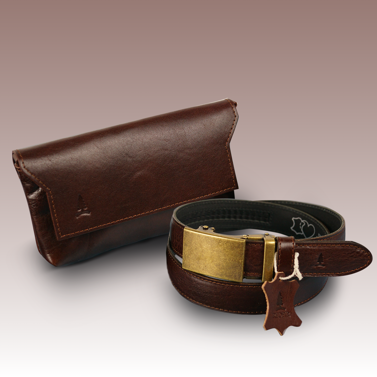 Stylový hnědý set pro dámy Euphory - opasek a kabelka