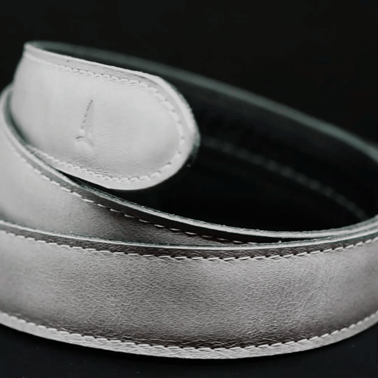 Leren damesriem Challenger grijs met Silver Shine gesp