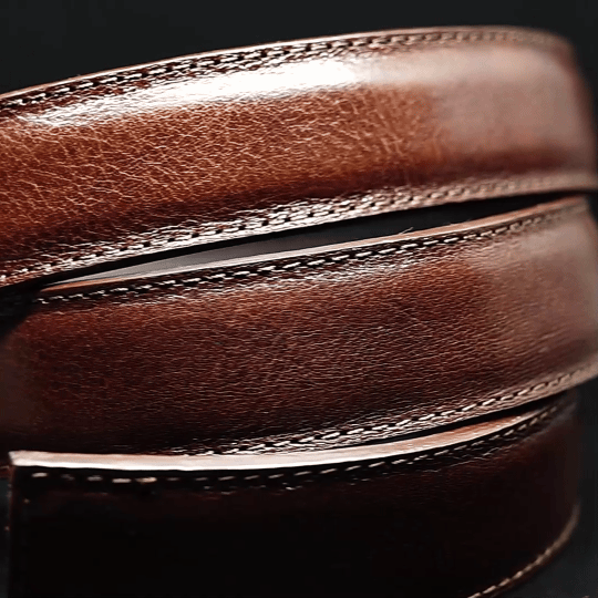 Brauner Ledergürtel für Herren Euphory mit Schnalle Antique brass