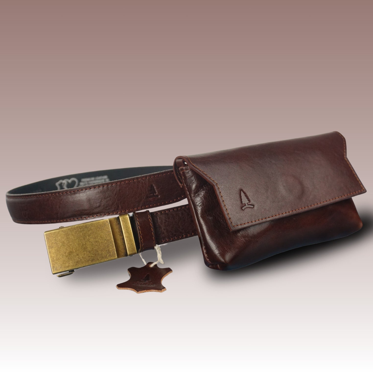 Stylový hnědý set pro dámy Euphory - opasek a kabelka